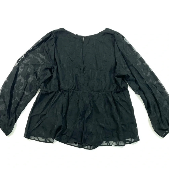 New Torrid Peplum Chiffon Clip Floral Puff Sleeve Top - Picture 3 of 7